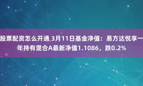 股票配资怎么开通 3月11日基金净值：易方达悦享一年持有混合A最新净值1.1086，跌0.2%